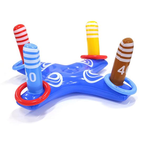 1 Set Inflatable Pool Ring Toss Toy with 45720 Rings Kids Adults Indoor Floating Cross Basketball Stand PVC
