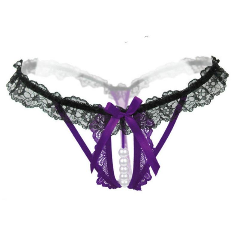 Lady Pierced Sexy Panties Temptation Lace Translucent T Underwear