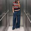 Women's Spring Clothing Preppy Style Athleisure Stripes round Neck Short Sleeve Fashion Knit Top 0014006