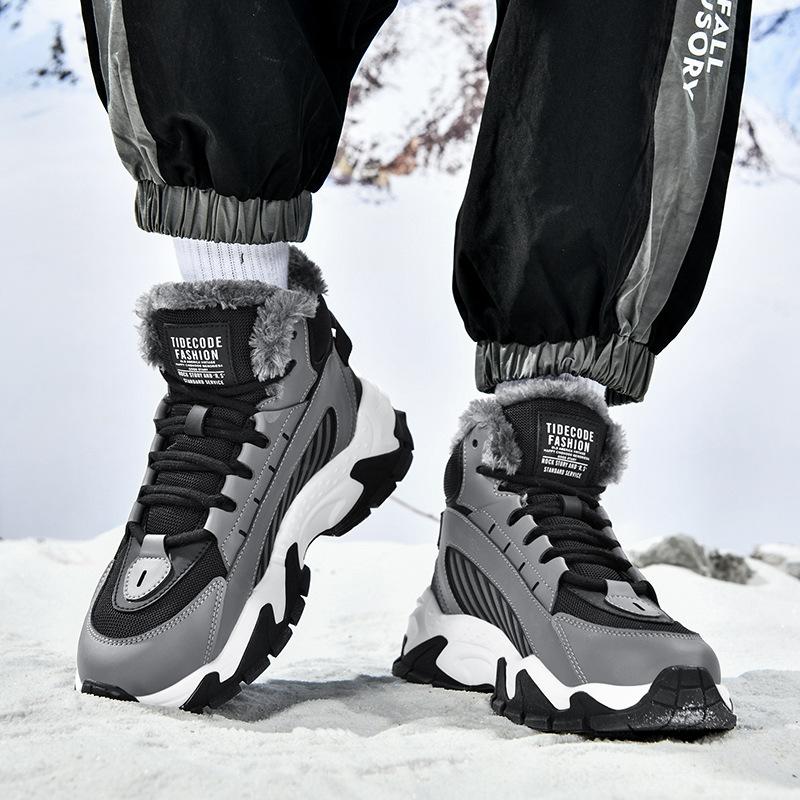 Men's shoes winter antifreeze snow boots piled thickened warm cotton shoes youth leisure sports high-top trendy shoes spot