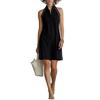 Women's Fashionable Loose Sleeveless Button-Up Stand Collar Casual Dress