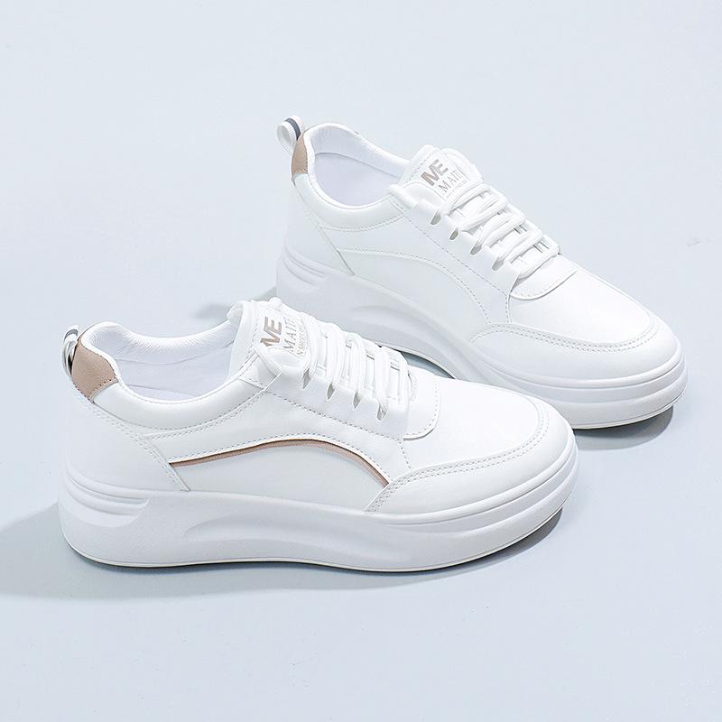 Spring and Autumn New Daily Round Head Flat Heel Little White Shoes Female Student Casual Shoes Korean Version Breathable Women's Sports Board Shoes
