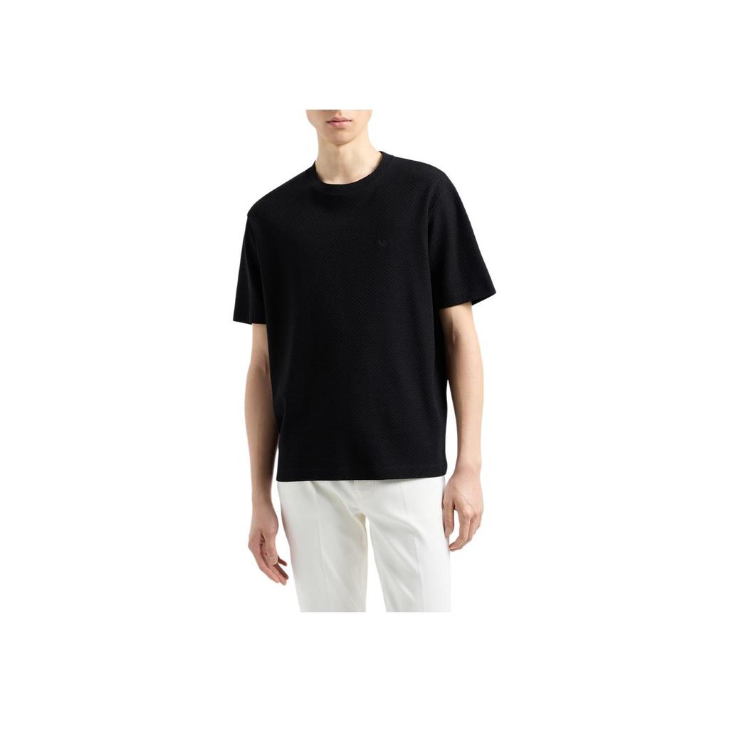 Emporio Armani Solid Color Straight Cut Pullover Round Neck Short Sleeve T-Shirt Men Tops Black 6D1T7P-1JHIZ-0028