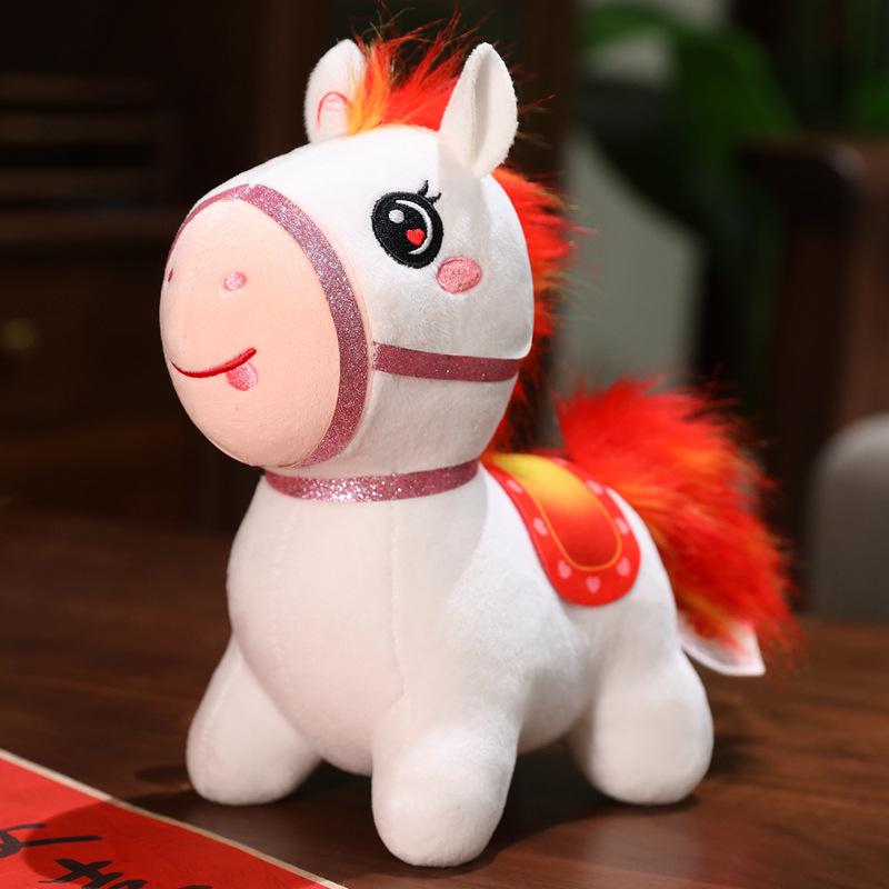 

2026 Year of the Horse Zodiac Mascot Plush Doll - Prosperous Little Horse Soft Toy for Annual Meeting Gifts 12 cm білий