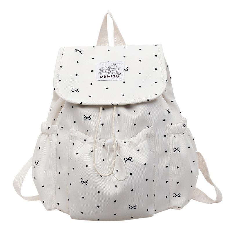 Schoolbag small schoolbag college student female Japanese ins style high value niche polka dot backpack female travel lightweight small backpack