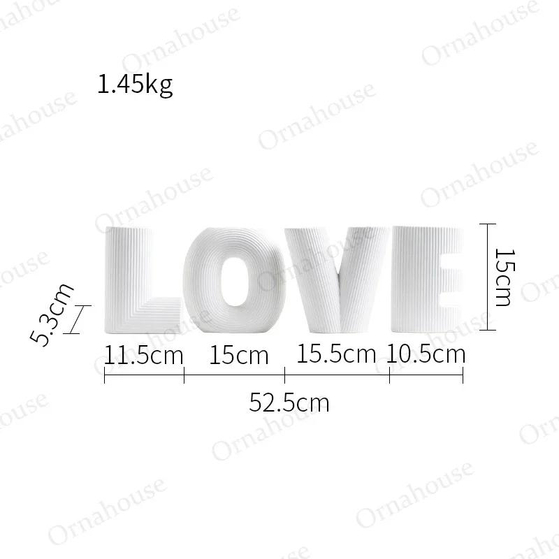 Nordic Ceramic Vases 4-piece Love Vases Living Room Flower Arrangement Decoration Home Decoration Flower Pot Gifts Korean Style