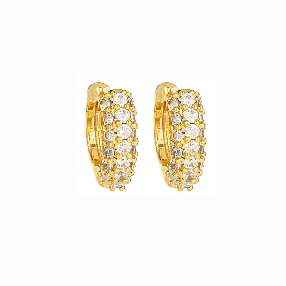 2PCS New Stainless Steel Gold Color Heart Hoop Earrings For Women Crystal Zirconia Punk Round Circle Cartilage Piercing Jewelry