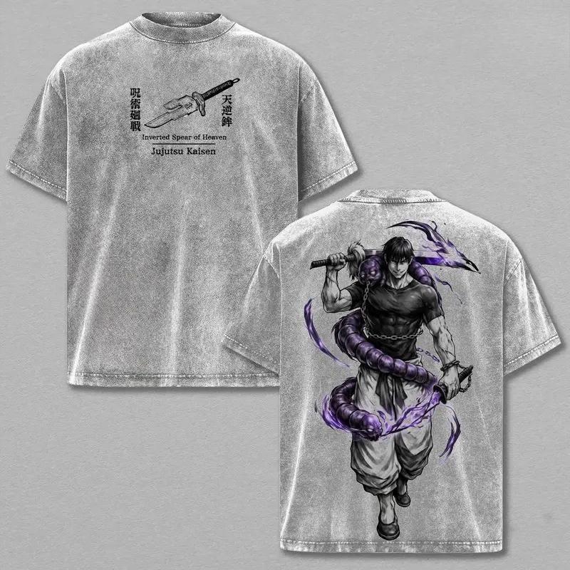 

Fushiguro Toji Print T-shirt Anime Jujutsu Kaisen Clothing Men Women Cotton Tshirts Retro Washed T Shirt Harajuku Male Tops S серый