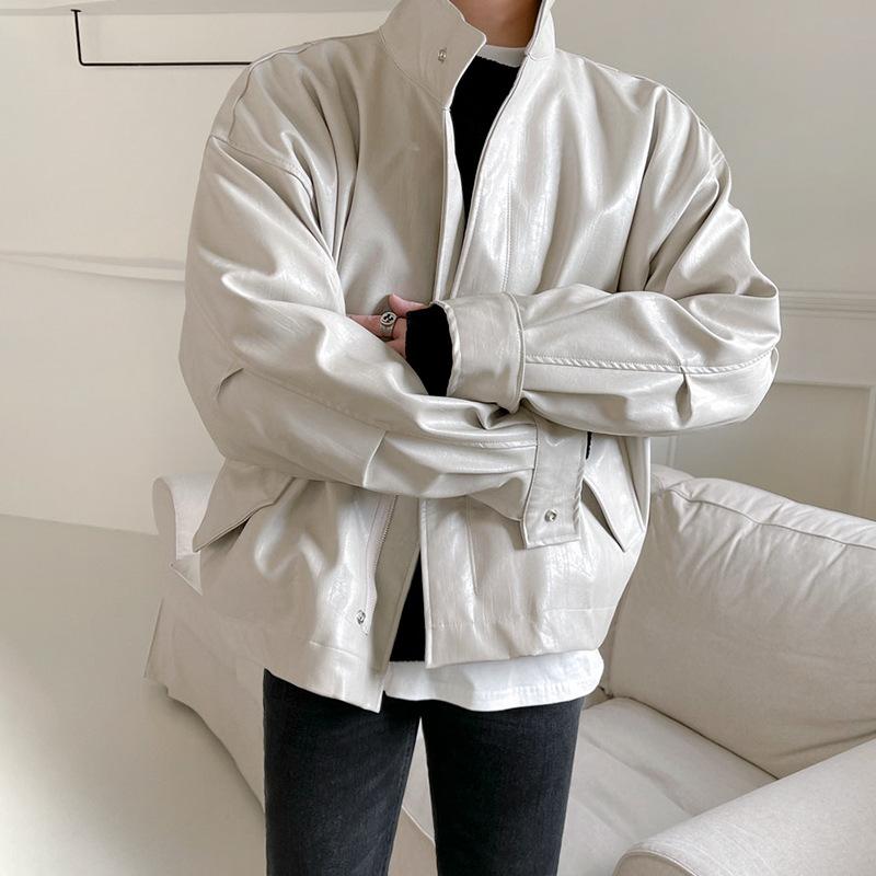 Motorcycle Leather Jacket for Men In Autumn and Winter Thickened Korean Style Trendy Loose Handsome Retro Workwear Leather Jacket Jacket