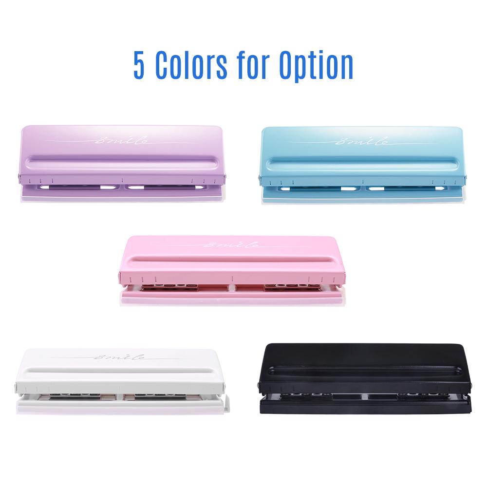 KW-trio Adjustable 6-Hole Desktop Punch Puncher for A4 A5 A6 B7 Dairy Planner Organizer Six Ring Binder with 6 Sheet Capacity nero