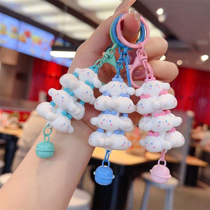 Cute Cartoon Anime Figure Kuromi Melody Ice Cream Cinnamoroll Pochacco Car Keychain Decoration Schoolbag Pendant Toy Gift