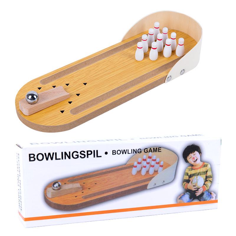Wooden Mini Bowling Set for Toddlers: Parent-Child Interactive Educational Rolling Ball Game