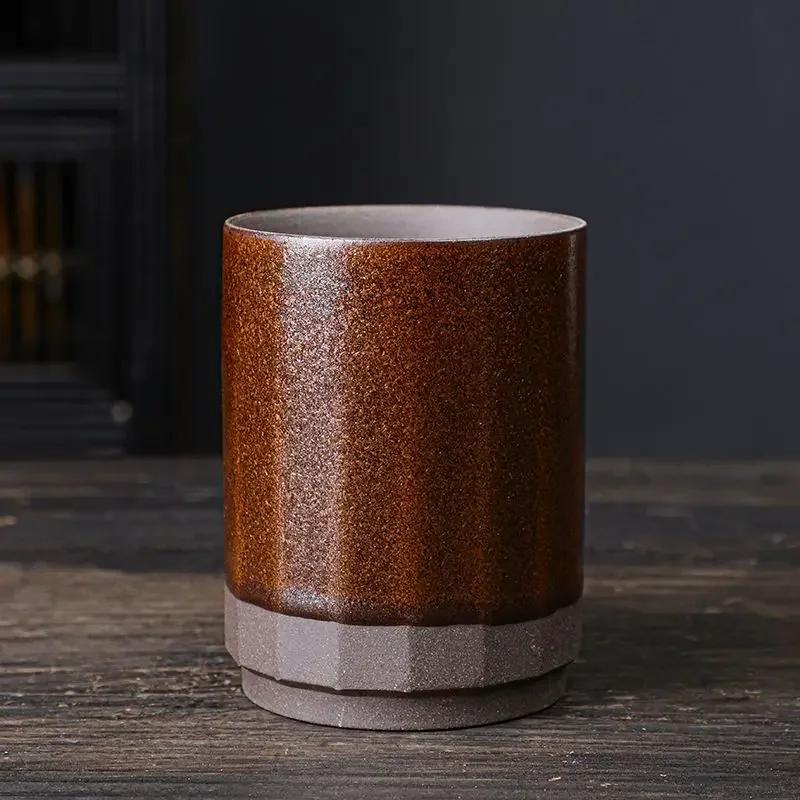 Vintage Chinese Ceramic Mug, Handmade Stoneware Large Coffee Cup, Unique Rustic Design for Home & Office Use, 1-Piece Cup