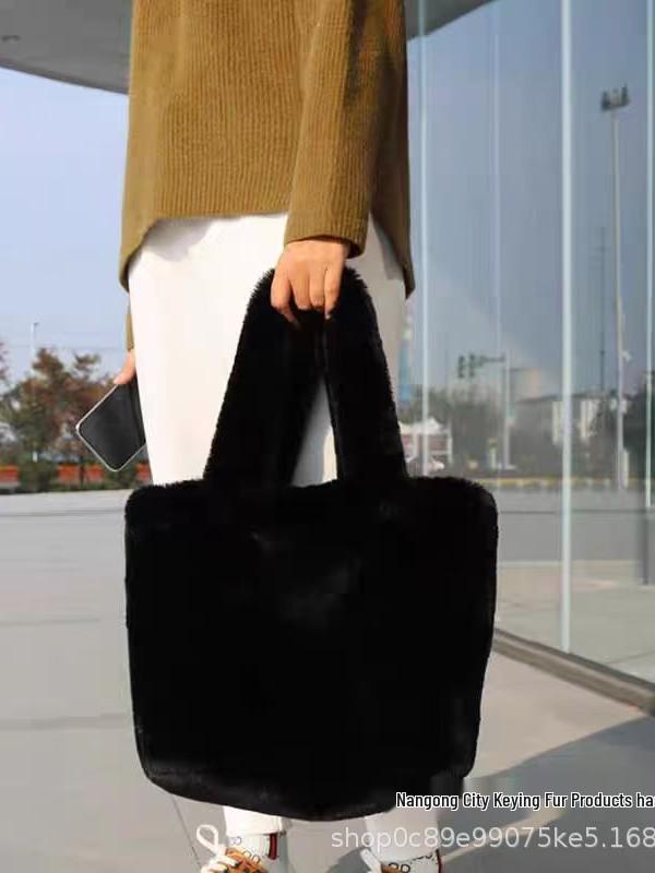 Eco-friendly Plush Tote Bag - Women's 2024 Autumn/Winter Fashion, Large Capacity, Single Shoulder