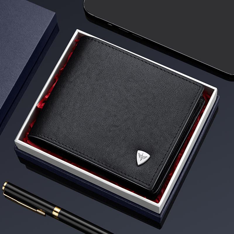 WILLIAMPOLO Men's Wallet 7 Card Holders Purse For Men Leather Luxury Credit Card Wallet Male Small Purse Gift P24QB400