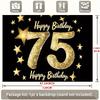 Happy 75th Birthday Golden & Gold Design, 1pc Polyester Party Backdrop Banner, Photo Booth Background, Wall Decor