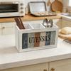 Vintage Solid Wood Storage Box 3 Grids Forks Spoons Box Durable Tableware Storage Box  Cabinet