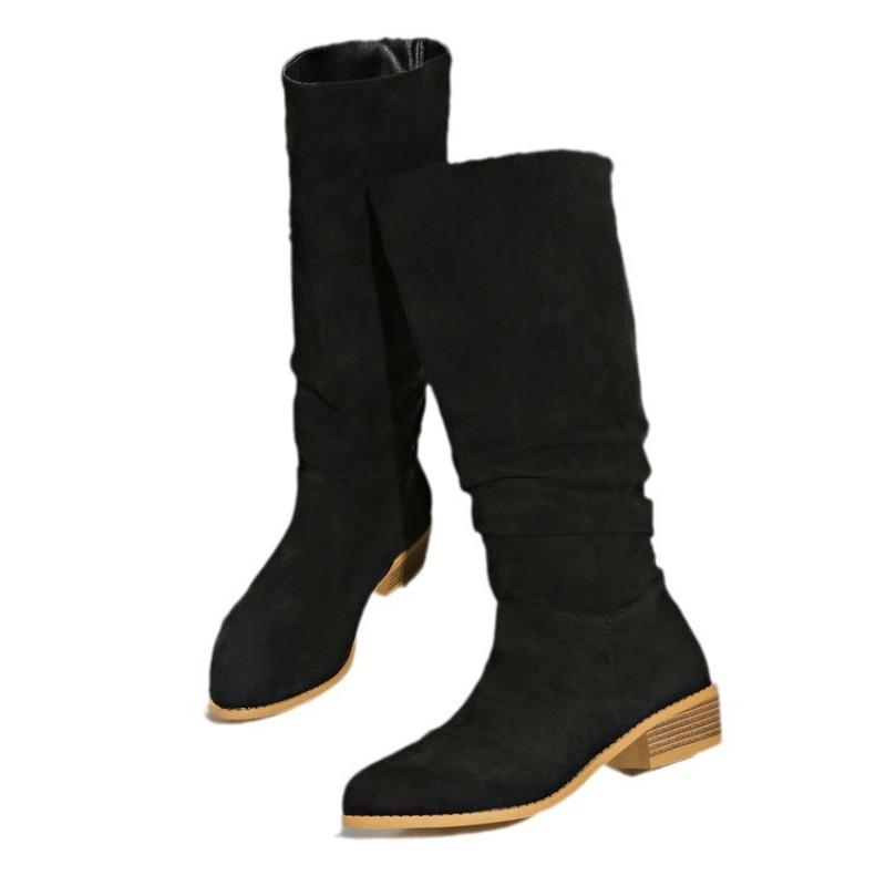 Fashion 2025 New Fashion Autumn Women's Versatile  Boot European and American Fashion Trend Suede Boots Foreign Trade Plus Size Women's