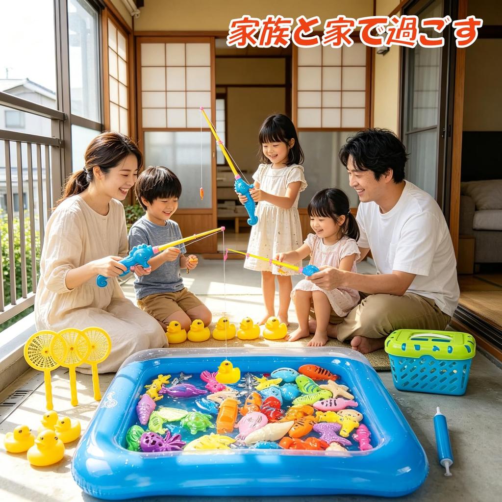 Funk Doggie Magnetic Fishing Toy, Water Play Bath Toy, Fishing Game for Pool, with Fishing Rod and Net, Storage Case, 73-Piece Set, Popular with Boys