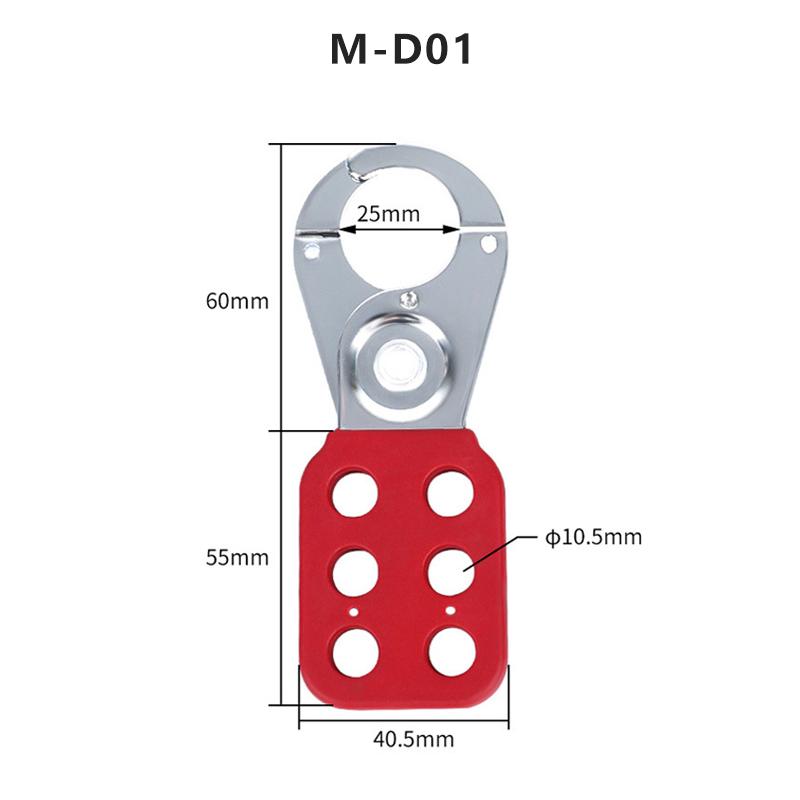 Red Industrial Safety Lockout Hasps Six Hole Steel Lock Steel Hook with Plastic Coated Body Hardware