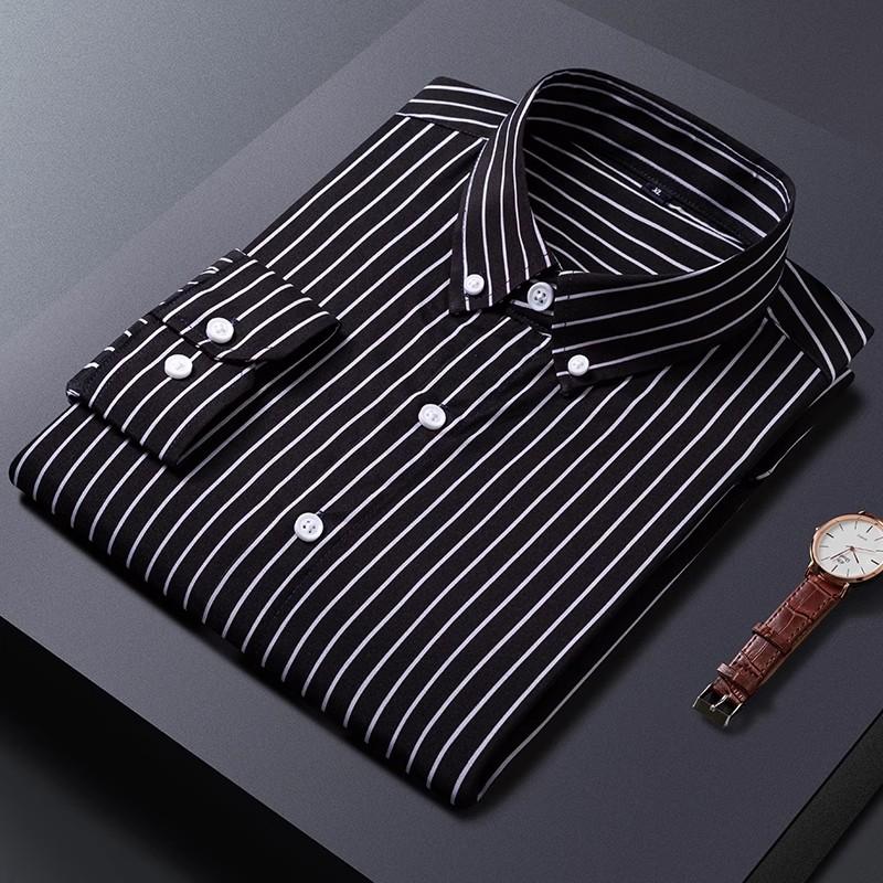 

Новые рубашки с длинным рукавом в полоску для мужчин, деловая повседневная официальная блузка M