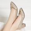 Chaussures pour femmes à talons moyens et épais, robe de soirée printemps et automne, bouche peu profonde, décontractées, à bout pointu, mode strass, chaussures pour femmes