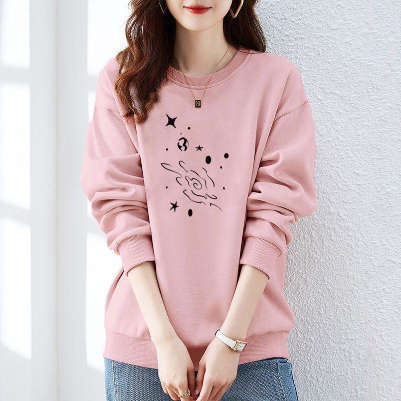 Jimo Women's Authentic Thin Hoodie - Autumn/Winter, Loose Fit, Velvet Lined, Pure Cotton, Round Neck, Trendy