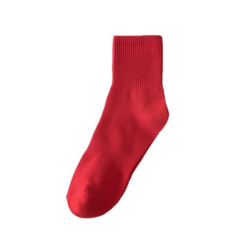 Red Socks, Same Style for Both Men and Women, Mid-length Socks for Autumn and Winter, New Year Socks, Wedding Couple Pair of Red Socks