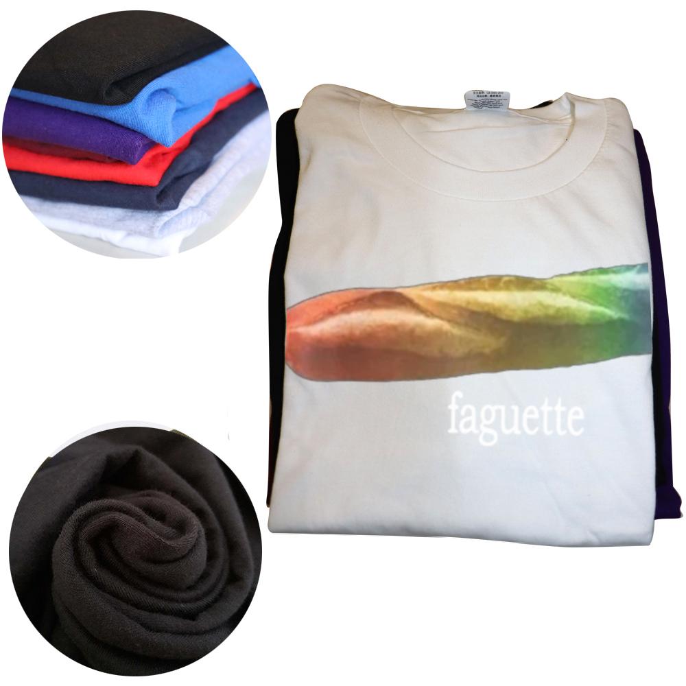 Funny Baguette Faguette LGBT Pride Month T Shirts Men Pure Cotton Humor Streetwear Tee Shirt Short Sleeve Unisex Loose Clothing