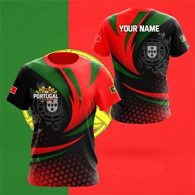 3D Portugal National Emblem Graphic T Shirt for Men Clothing Casual Unisex Short Sleeved Tee Shirts Streetwear Y2k Tops T-shirt