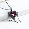 Heart Crosses Featuring Feather Wing Gothic Pendant Necklace Representing Love Freedom for Dark Culture Devotees