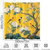 Chinese Style Floral And Bird Print Polyester Bathroom Curtains With Hooks, Stain Resistant, Artistic Theme, Machine Washable