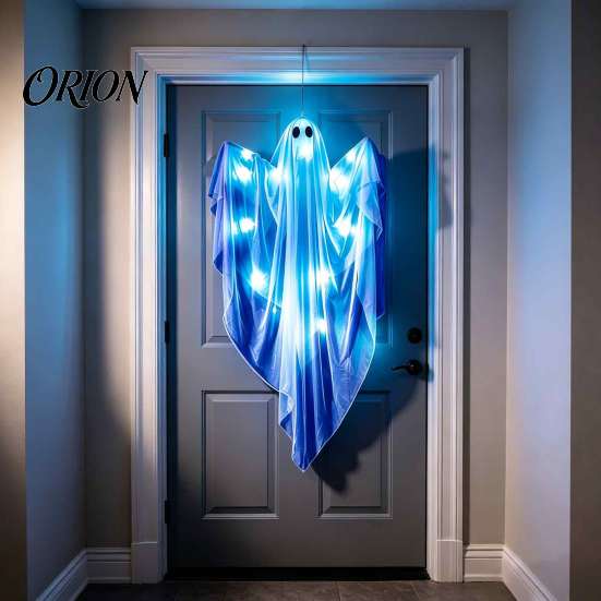 Spooky Holiday Entrance Decor Halloween Hanging Light Up Ghost Decoration, Large Flying for Horror Scene Layout Accessories Front Yard Patio