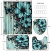 4Pcs Shower Curtain Set with Non-Slip Bath Mat, Toilet Lid Cover, Contour Rug & 12 Hooks, Bathroom