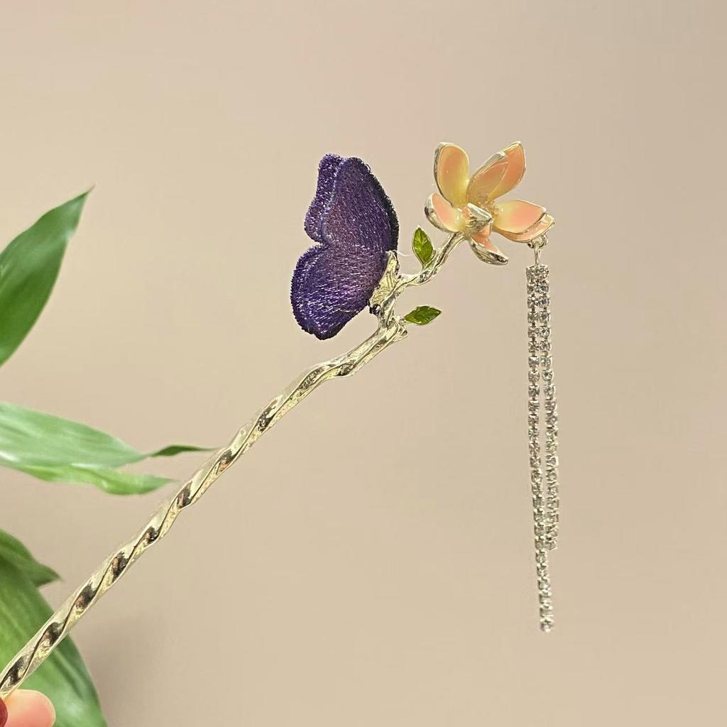 Fairy Spring Element Hairpin For Women Exquisite Flower Tassel Hair Stick Elegant Metal Jewelry Hair Accessories Hanfu Hair Pins