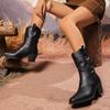 2025 Autumn Plus Size Women's British Style Pointed Toe High Heel Martin Boots