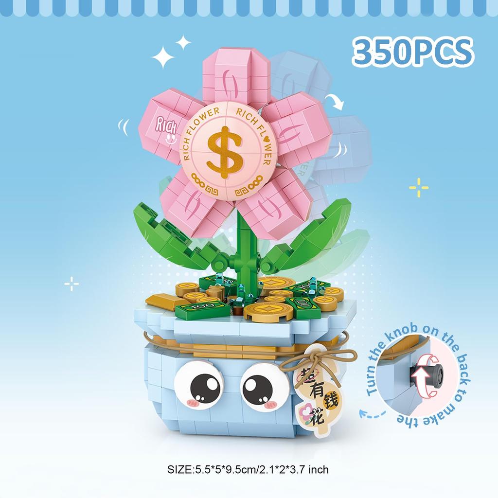 MEIEST Mini Blumen Sukkulenten Bonsai Bausteine, Simulation Topfpflanze Partikel Pflanzensammlung Konstruktion Bausteine Spielzeug, Zuhause