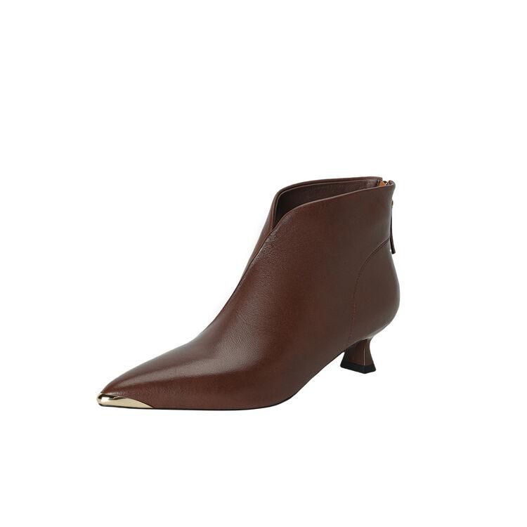 Fashion NEW Autumn/Winter Women Boots Pointed Toe Kitten Heel Shoes Genuine Leather Shoes for Women Elegant Ankle Boots Zip Modern Boots
