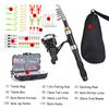 Fishing Rod Reel Combo Full Kit 1.5m Telescopic Fishing Rod Spinning Reel Set with Hooks Soft Lures Barrel Swivels