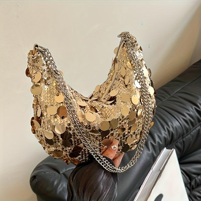 Korean Chain Sequins Crossbody Bag Trendy Korean Version, Fashionable, Niche, Unique, Chain Underarm Dumpling Bag