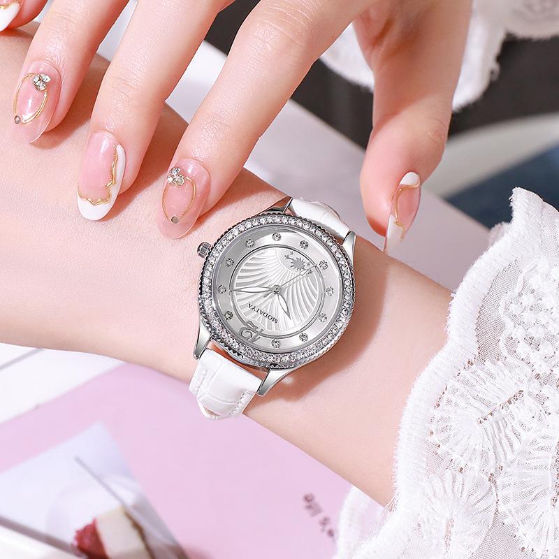 Kuaishou Diamond-Encrusted Light Luxury Fashion Women'S Belt Is Not Waterproof Watch Science