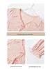 Damen Lycra Baumwoll Pyjama Set: Herbst Langarm V-Ausschnitt Top & Hose, Einfarbig, Lässige Hauskleidung