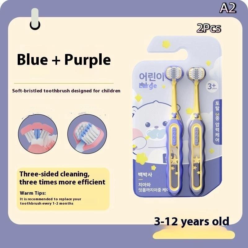 

Антибактериальная чистящая зубная щетка для детей Трехсторонняя зубная щетка с мягкой щетиной для младенцев и малышей в возрасте 3-12 лет A2