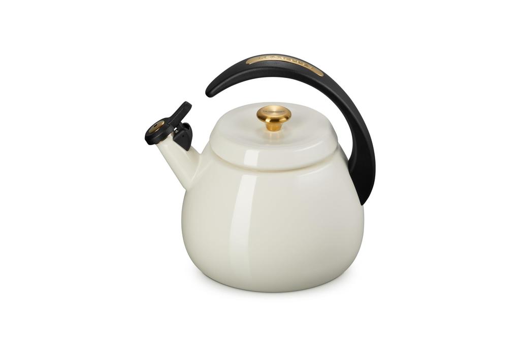 LE CREUSET Crochet Gold Compatible Japanese Kettle, 2.1L, Cream, Knob, Gas/Induction [Official Product]