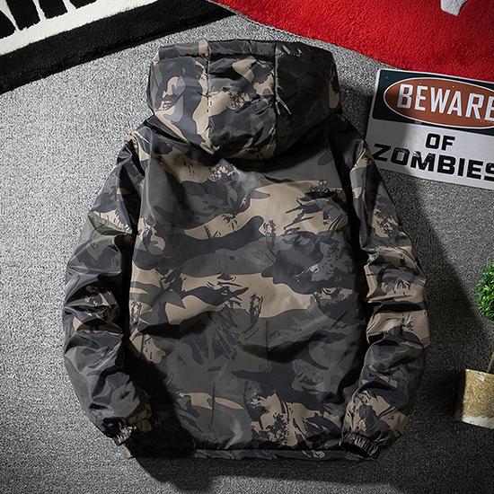 Autumn and Winter Plus Size Cotton Jacket Men's Hooded Loose Cotton Jacket Camouflage Cotton Jacket Jacket