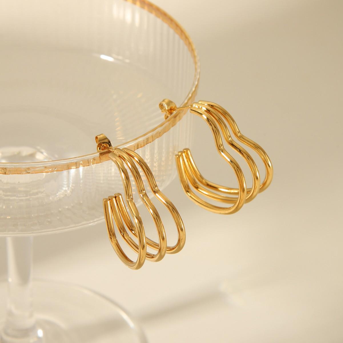 Набор женских геометрических серег C-образной формы из нержавеющей стали в стиле Хепберн