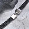 Vnox Free Custom Name Bracelet, Braided Genuine Leather Wristband, Stainless Steel Square Charm Jewelry Gifts to Father Dad Boys