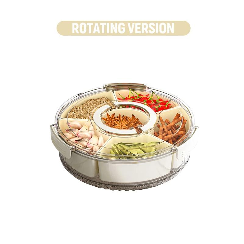 Divided Serving Tray Portable Snackle Box Container with Lid and Handle for Fruits Snacks Charcuterie Vegetable Kitchen Spices