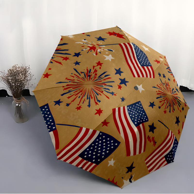 American Flag Fashionable Automatic Opening/Closing Folding Umbrella. Portable and Foldable, Ideal for Gift, Travel, and Daily Use.