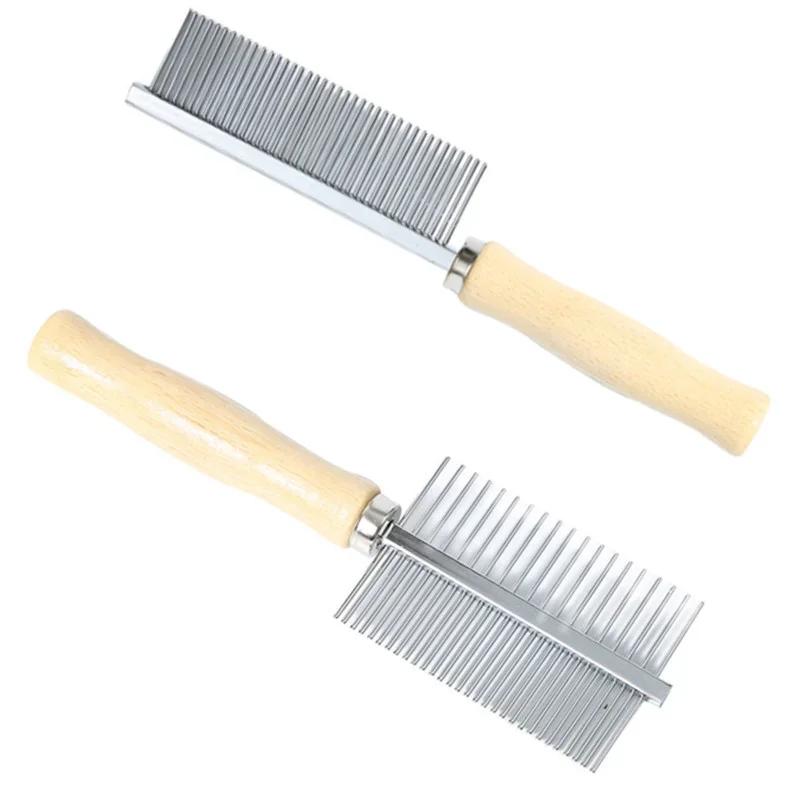 Cat Comb Stainless Steel Cat Brush Dog Hair Brush Wood Handle Pet Hair Remover Cats Comb Pet Grooming Cleaning Tools Accessories